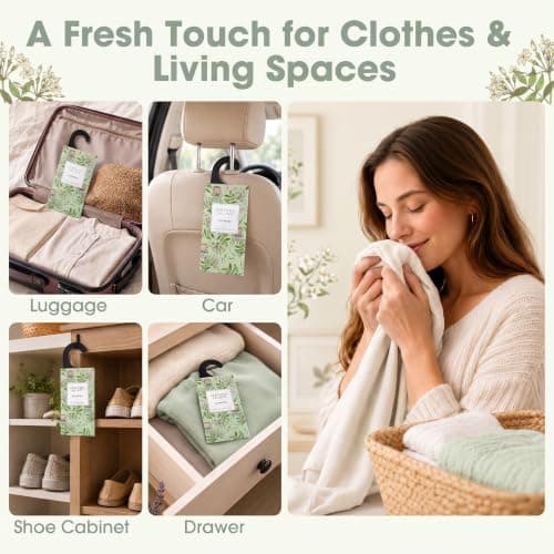 Large 12 Packs Jasmine Hanging Scented Sachets Long-Lasting Closet Deodorizer Air Freshener Fabric Refresher Odor Eliminator for Drawer Home Fragrance Gift Set — view 3