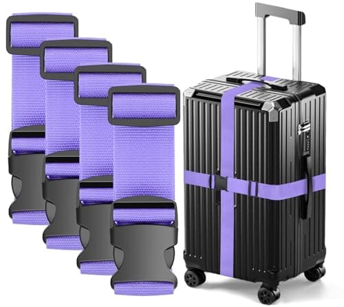 Ninmaofly 4 Pcs Luggage Straps for Suitcases, Adjustable Suitcase Straps