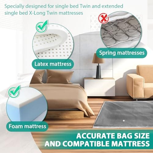 Mattress Vacuum Bags for Moving Extra Large Vacuum Storage Bags with Straps Leakproof Vacuum Seal Bag for Memory Foam or Latex Mattress Space Saver Mattress Compression and Storage 130x240cm — view 5