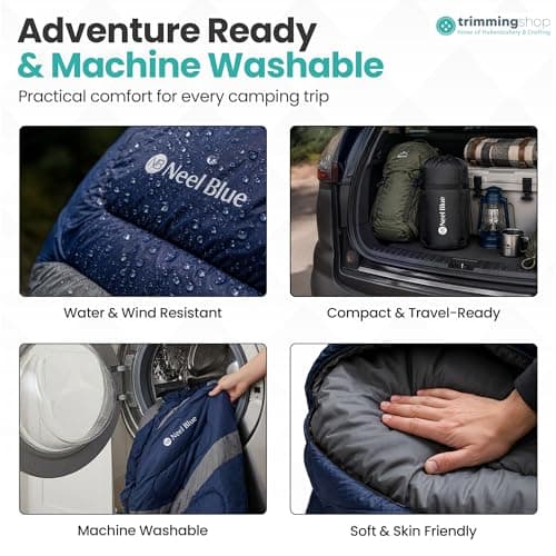Trimming Shop 4 Season Waterproof Backpacking Sleeping Bag 6ft - Navy — view 5