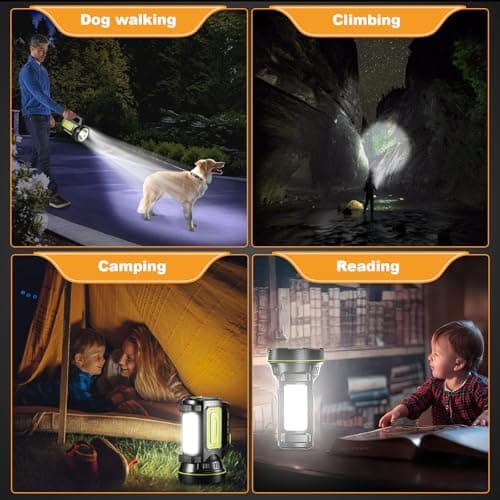 LED Super Bright Rechargeable Torch 1000LM Camping Torches Flashlight 1200mAh Battery Powered Portable Small Hand Torch IPX5 Waterproof Standard Torches with 2 Modes for Outdoor Emergency — view 6