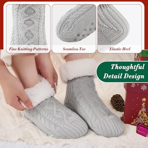 SockWaddles Slipper Socks for Women & Men, Non Slip, Thermal Winter Grey — view 6
