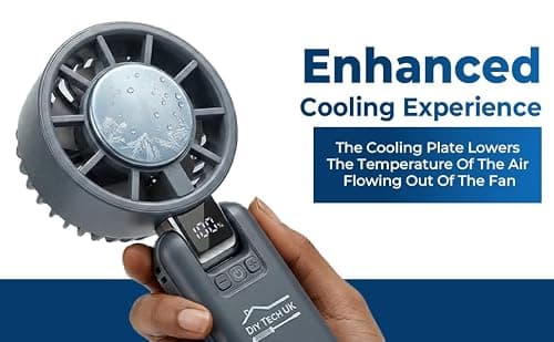 DIY TECH UK - CoolBlast Ice - 4 in 1 Handheld Rechargeable Fan - With Cooling Plate - Hand Held Folding Portable Fan - USB Battery Powered Mini Desktop Desk For Home Office Bedroom - Grey — view 3