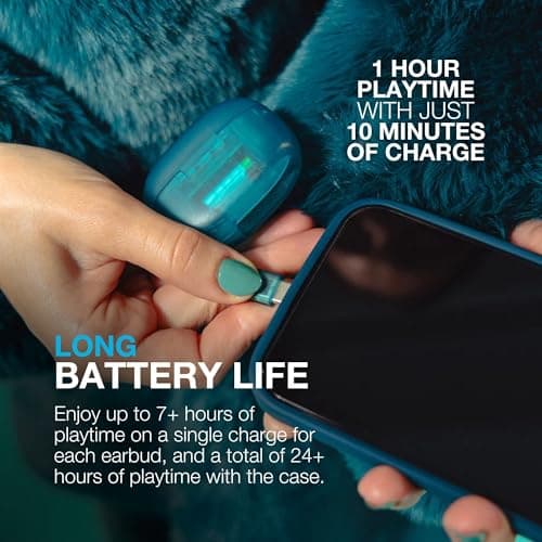JLab Go Air Pop ANC Earbuds with Mic - Bluetooth, Clear Teal — view 3
