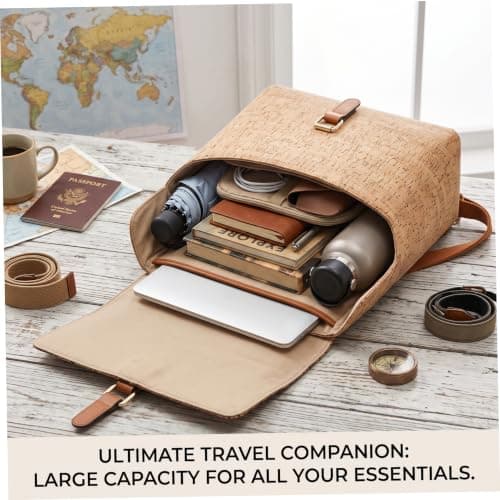 Boho Backpack, Real Wood Grain Fashion Backpack For Women, Caramel — view 3