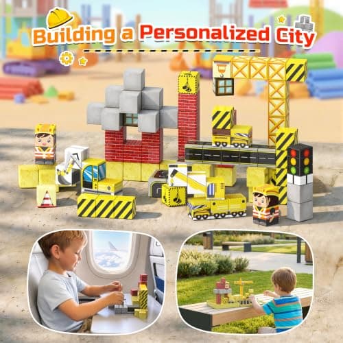 iKidiki Mini Magnetic Blocks 99PCS, Travel Magnetic Blocks Construction — view 4