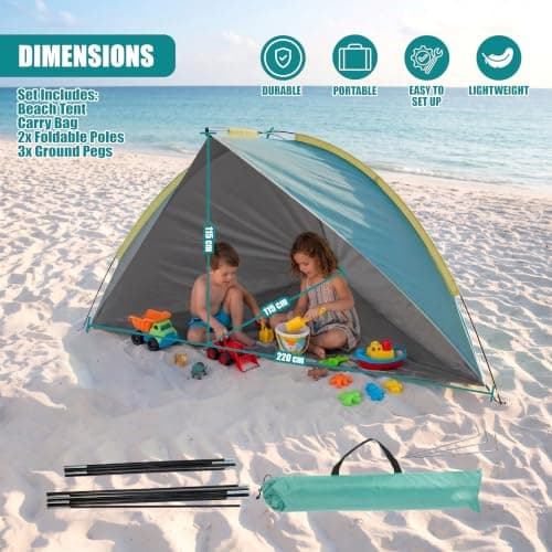 GEEZY Pop Up Beach Tent - 1-2 Person UPF 50+ UV Sun Protection, Sun Shade Shelter for Beach, Camping & Garden - 2 Person Portable Canopy, Silver Coated 170T Polyester with Carry Bag — view 4