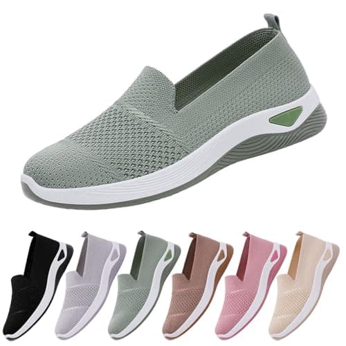 cfpqv Slip On Trainers Women's Orthopaedic Shoes Lightweight Mesh Sports Shoes Breathable Trainers Walking Shoes Gym Fitness Running Shoes Running Walking Road Running Shoes Bequme Slip-On Shoes Size