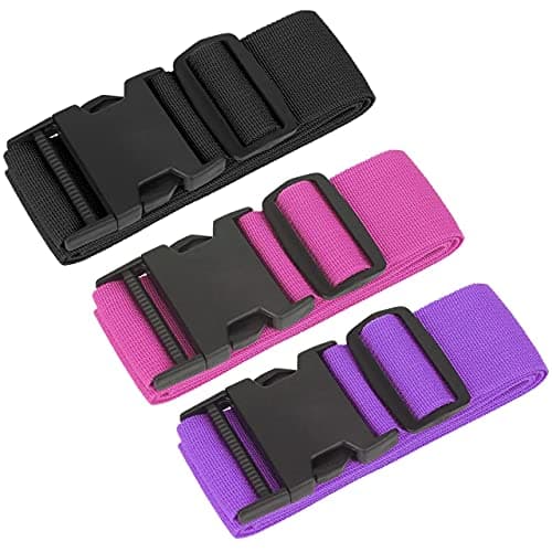2 Pack Luggage Straps for Suitcases – Adjustable Heavy Duty Suitcase Belts, Secure Travel Baggage Ties, Extra Strong Safety Straps for Luggage Bag (Purple) — view 3