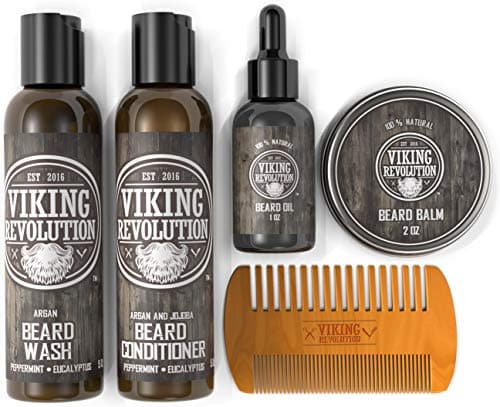 VIKING REVOLUTION - Beard Conditioner Kit - Beard Grooming Kit For Men - Softens, Smoothes & Soothes - With Beard Wash & Conditioner, Beard Oil, Beard Balm and Beard Comb — view 3