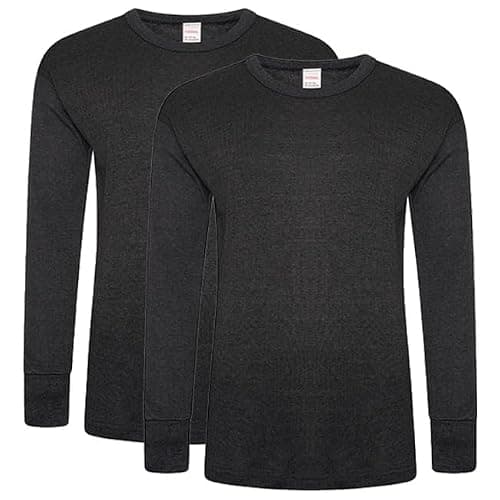 DOLCE ENVY Men's Thermal 2 Pack Long Sleeve Tops Warm Base Layer for Winter Suitable for Daily Use High Performance Full Sleeves Tops (Medium, Charcoal)