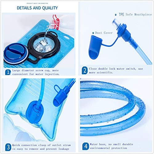 TANNOZHE Hydration Water Bladder-Leak Proof-BPA Free Hydration Pack Replacement-Sports Travel Reservoir Bag Pack Hiking Outdoor-2Litre Blue — view 4