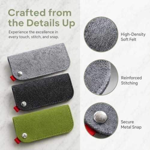 KIPTVO 3Pcs Felt Fabric Flat Slim Eyeglasses Case, Portable Soft Glasses Case for Men Women, Lightweight Sunglasses Pouch, Durable Sunglasses Case for Travel Daily Use — view 3