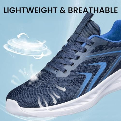 HOIYHEK Wide Fit Trainers for Women Lightweight Breathable Wide Toe Box Shoes Womens Mesh Footwear Non-Slip Comfort Walking Running Shoes for Gym Walking Navy Blue White Size 6.5 — view 4