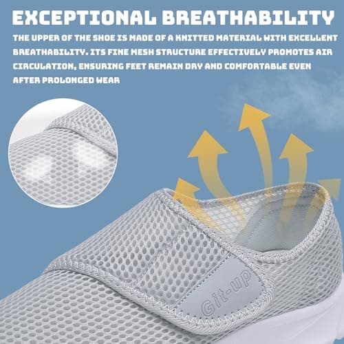 Git-up Women's Walking Shoes Ultra Lightweight and Breathable, Hook and Loop Water Shoes for Indoor and Outdoor, Slip On Athletic Shoes for Walking Hiking Stream, A-gray, 6 — view 4