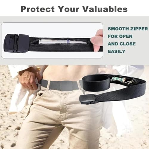 VALINK Money Belt, Travel Belt with Internal Zip, Cash Belt Anti-Theft with Pocket,120cm ArmyGreen — view 4