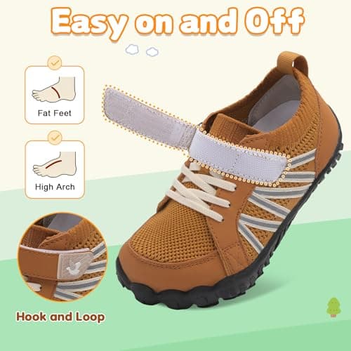 JOINFREE Kids Wide Fit Shoes Barefoot Walking Shoes Brown — view 3