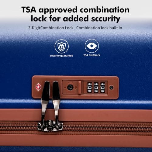 Rocklands London Suitcase Medium 25 Inch Hard Shell Lightweight Checked Luggage with 360° Rubber Spinner Wheels Durable Travel Case Telescopic Handle, TSA Lock (Royal Blue) — view 5
