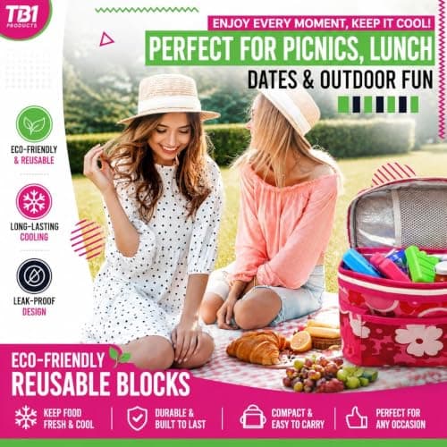 TB1 Products Reusable Ice Packs 6PK, 8cm Freezer Blocks for Cool Bags, Lunch Boxes & Cooler Boxes – Compact Reusable Ice Packs for Camping, Picnics, Beach & Travel — view 6