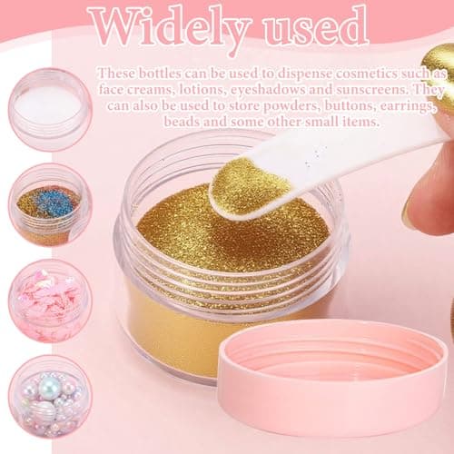 6 Pcs Travel Cosmetic Jars - 10g Empty Sample Pots for Creams, Lotions, Balms, Refillable Small Containers for Storage - Clear Plastic Travel Pots with Lids for Makeup & Skincare — view 4