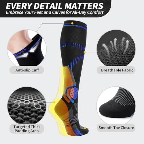 CAMBIVO 2 Pairs Compression Socks for Women & Men, 15-20mmHg Flight Socks, Graduated Support for Plantar Fasciitis Relief, Running, Pregnancy, Nurses, Travel Essentials — view 4