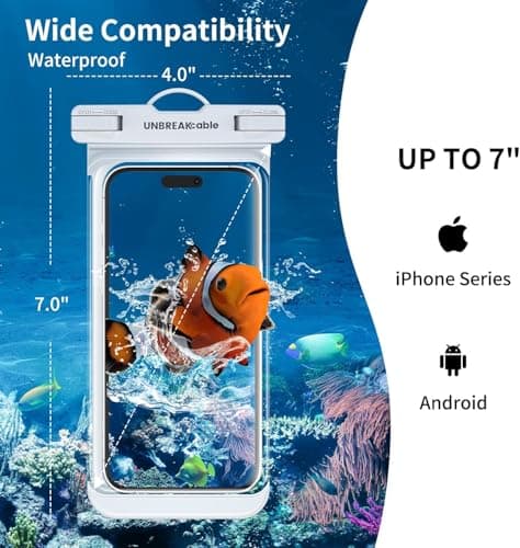 UNBREAKcable Waterproof Phone Pouch, 2-Pack IPX8 Waterproof Phone Case Dry Bag Swimming Travel, Underwater Case for iPhone 17 Air 16 15 14 13 Pro Max XR Samsung S25 S24 Ultra S21 Huawei P70 up to 7" — view 5