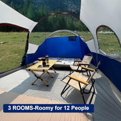 CAMPROS CP 12-Person Family Tent, 3-Room Tunnel Camping Tent, Waterproof — view 6