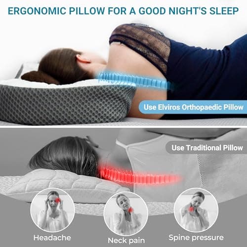 Elviros Cervical Memory Foam Neck Pillow for Neck and Shoulder Pain Relief — view 2