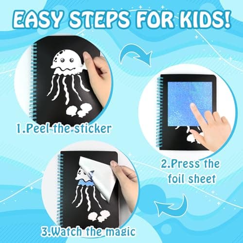 Foil handicraft Book, Art and Craft for Kids-Create Sparkly Ocean Pictures,No Mess Colouring Book,Art & Craft Supplies Kits,DIY Creative Activity Travel Toy Gifts,Ideal Gifts for Girls Boys Ages 4+ — view 3