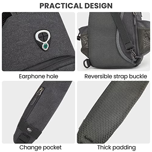 G4Free Canvas Sling Bag Crossbody Backpack with USB Charging Port & RFID Blocking, Hiking Daypack Chest Bag for Women Men — view 6