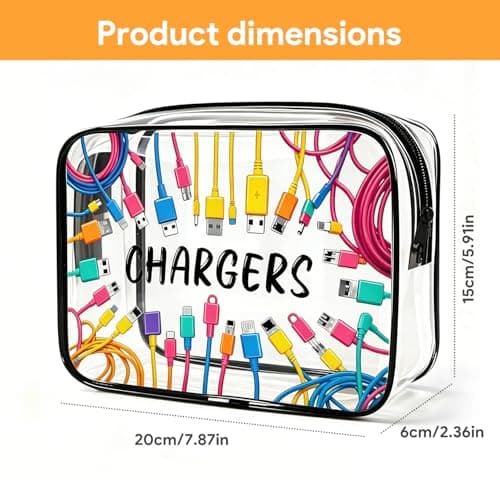 Charger Clear Bags for Travel, Clear Travel Toiletries Bag, Waterproof Charging Clear Makeup Bag for Toiletries, Clear Toiletry Bag for Charging Accessories, Cosmetics and Medicine Storage — view 2