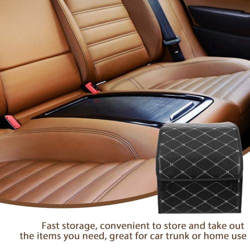 VOSAREA Foldable Leather Trunk Organizer for Car Storage, Black — view 3