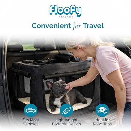 Floofy Friends Soft-Sided Dog Travel Crate - Foldable, Breathable Pet Carrier for Small Dogs & Cats, Ideal for Car Travel & Home Use — view 4