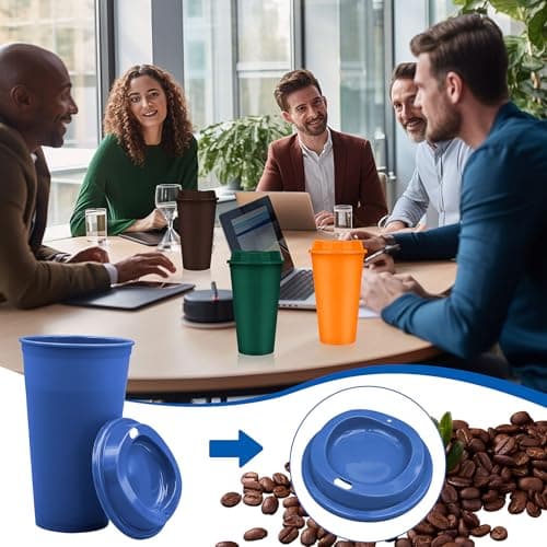 MSYU 15 Pack Reusable Coffee Cups with Lids Reusable Hot Cups Bulk 16 oz Plastic Tumblers Cup with Lids for Hot Drink Travel Coffee Mug with Lid to Go Coffee Cups for Hot and Cold Drinks (Colorful) — view 4
