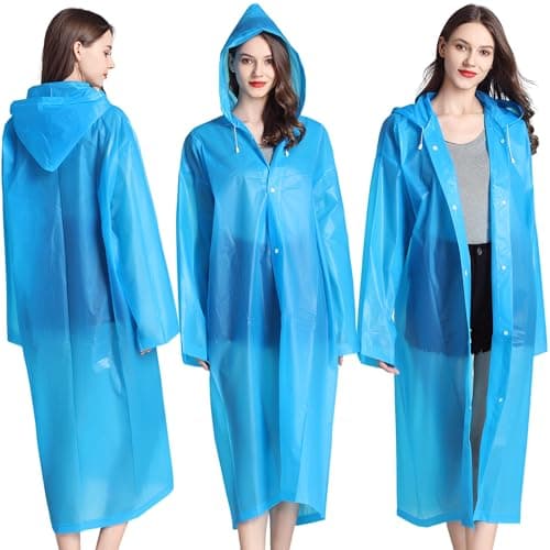 Cosowe Rain Ponchos for Adults Reusable, 2 Pcs Raincoats for Women Men with Hood, Blue — view 5