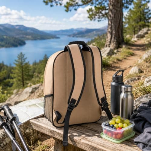 URBNLIVING 20L Insulated Cooler Backpack, Leak-Proof Thermal Foil Lining, Durable Polyester Construction, Hands-Free Food & Drink Storage for Camping, Picnics & Travel - Brown — view 4