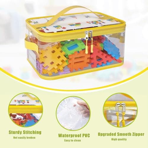 8 Packs Extra Large Toy Storage Bags with Labels, Reusable Clear PVC Board Game Storage, Travel Waterproof Toy Organizer Bags with Name Tag and Manual Pocket for Building Blocks, Puzzle 28*20*14cm — view 5