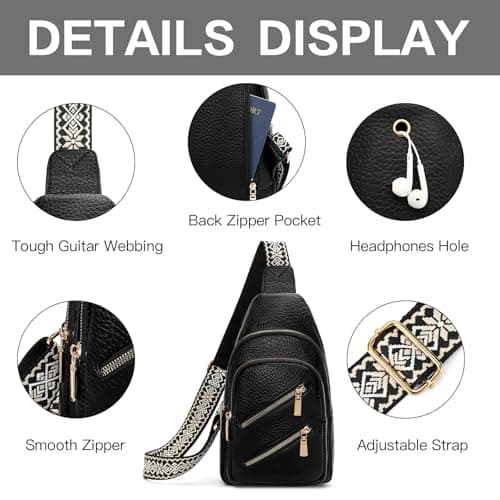 SENDEFN Crossbody Bags for Women Sling Bag Vegan Leather Chest Bag Fanny Pack with Adjustable Guitar Strap for Travel — view 5