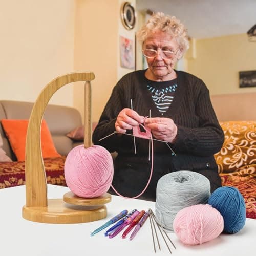 Magnetic Yarn Ball Holder, Wooden Yarn Spinner, Revolving Wool Ball Holder Magnetic Crochet Knitting Yarn Feeder, Portable Rotating Yarn Dispenser, Yarn Stand Organizer for Crocheting Knitting Lovers — view 5