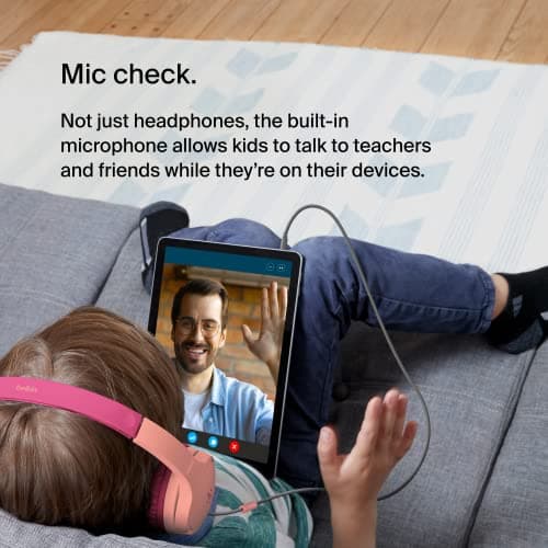 Belkin SoundForm Mini Wired On-Ear Headphones for Kids, Over-Ear Headset for Children with inline Microphone for Online Learning, School, Travel, Play, For 3.5mm Compatible Devices - Pink — view 4