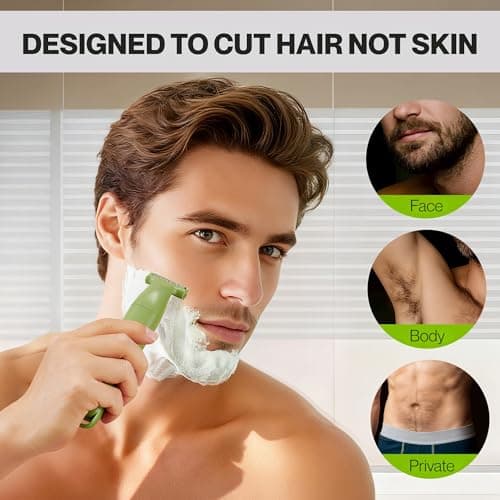 BarberBoss 3-in-1 Men’s Precision Trimmer, Beard and Hair Grooming Kit for Men, Body Groomer, Nose & Ear Trimmer, Rechargeable Cordless Shaver with USB Charging, 3-in-1 Men’s Shaver (Green) — view 5