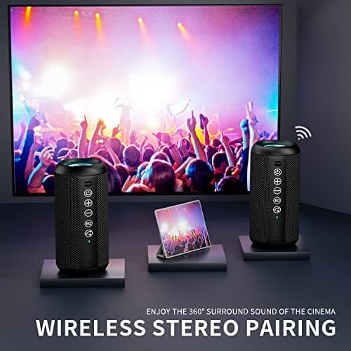 Ortizan Bluetooth Speaker, Speakers Wireless Bluetooth 5.3,IPX7 Waterproof, 24W Stereo Sound, 30H Playtime, RGB Light, TF Card & AUX Portable Bluetooth Speaker for Outdoor Travel, Sport — view 3