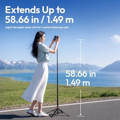 ULANZI MT-44M 2026 UPGRADED 59" Auto Open Magnetic Phone Tripod, Selfie Stick Bluetooth, Four-Leg Stand Dual Camera Set up, 360° Ball Head, 1/4" Thread Compatible with iPhone 17 16 15 14 13 12 DSLR — view 6