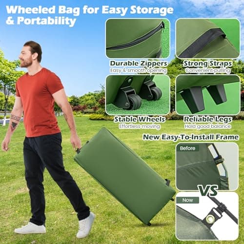 TANGZON 1/2 Person Foldable Camping Tent, Elevated Tent Cot with Bedding Set, Air Mattress, Foot Pump and Carry Bag, Waterproof & UV Protection Dome Tent for Picnic Hiking Backpacking (194x145x187cm) — view 3
