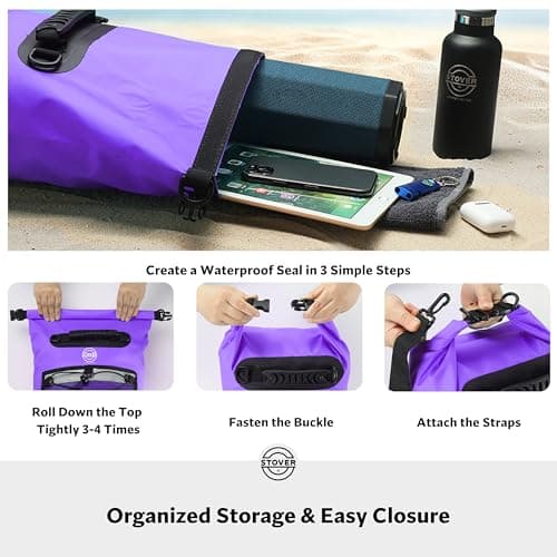 STOVER 5/10/25/30/40L Waterproof Dry Bag- Roll-Top Backpack w/Phone Case- Kayaking, Hiking, Camping, Boating- Men/Women — view 5