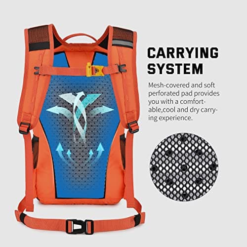 SKYSPER Small Hiking Backpack, 20L Lightweight Travel Backpacks Hiking Daypack Rucksack Women Men for Trekking Backpacking Outdoor Sports(Orange) — view 3