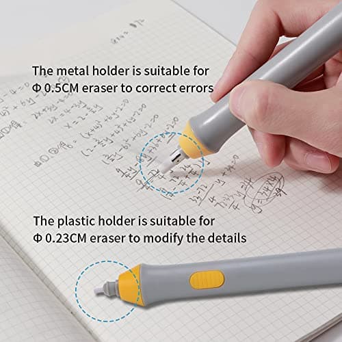 Electric Eraser, Battery Operated Eraser Kit with 22 Extra Replaceable Erasers for Artists, Automatic Portable Pencil Eraser for Sketching, Drawing, Graphite Pencils — view 4