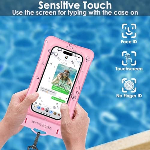 TECHGEAR Waterproof Phone Pouch, IPX8 Floating Case for Swimming, Waterproof Phone Bag with Lanyard Compatible for iPhone 17 16e 16 15 14 13, Samsung Galaxy S25 S24 S23 S22+ S21 Ultra A17 A35 A26 A56 — view 3