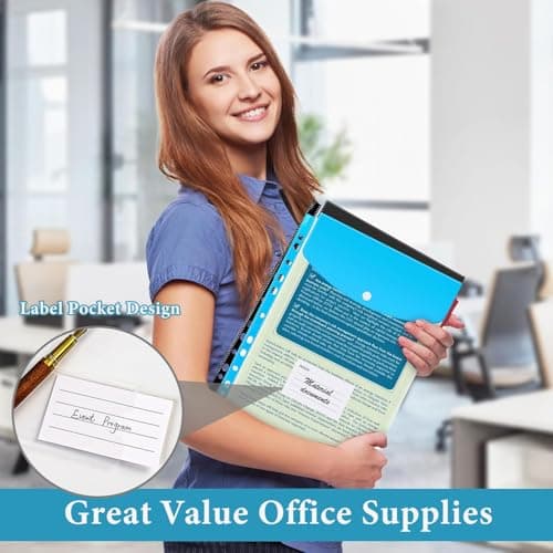 Plastic Wallets Punched Pockets A4 with Button 12 Pack — view 4