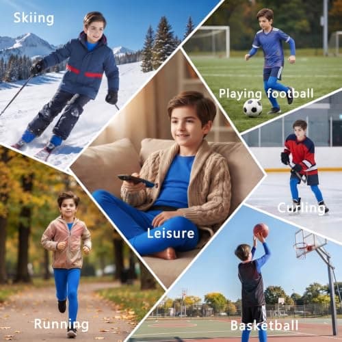 Minghe Kids Base Layer Thermal Underwear Set for Boy Long Sleeve Sky Blue — view 5